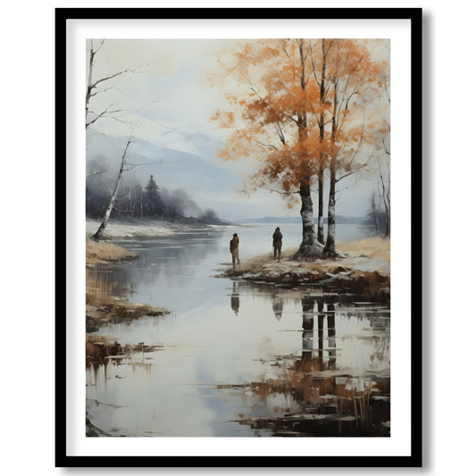 Immerse yourself in the serene beauty of this tranquil autumn scene, where the golden hues of the for dwelling