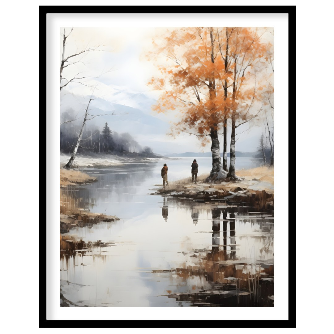 Immerse yourself in the serene beauty of this tranquil autumn scene, where the golden hues of the for dwelling