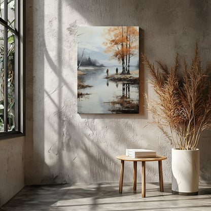 Immerse yourself in the serene beauty of this tranquil autumn scene, where the golden hues of the for Entrance