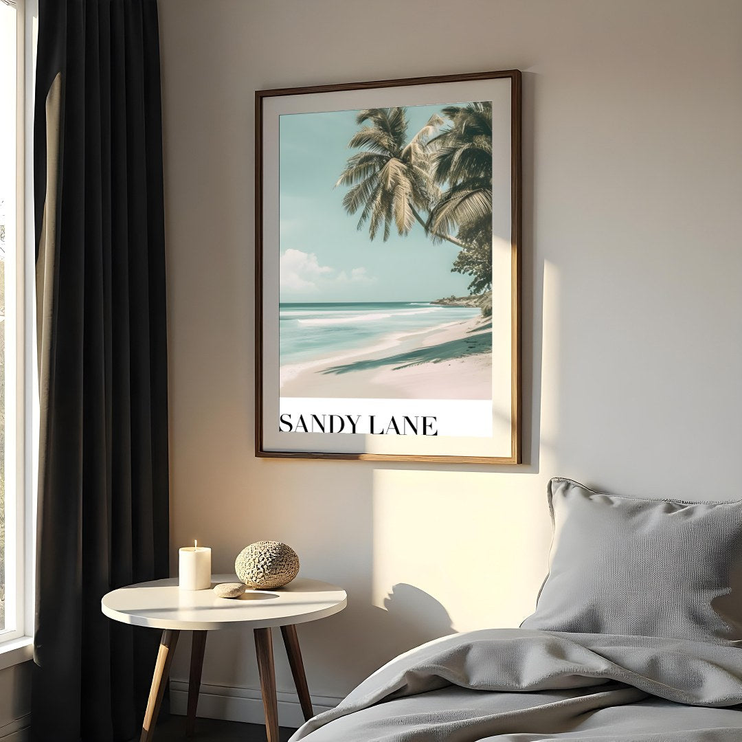Experience the serene beauty of a Barbados beach with this stunning artwork. Featuring gentle ocean for Bedroom