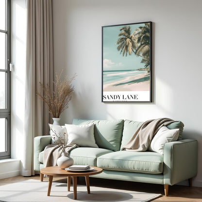 Experience the serene beauty of a Barbados beach with this stunning artwork. Featuring gentle ocean for Hall