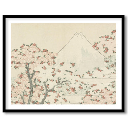 This exquisite artwork captures the serene beauty of a mountainous landscape adorned with delicate for room