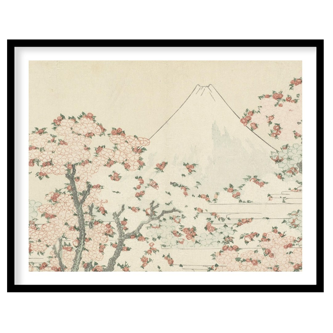 This exquisite artwork captures the serene beauty of a mountainous landscape adorned with delicate for room
