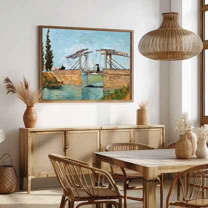 Immerse yourself in the serene beauty of this masterfully painted landscape depicting a rustic for Dining
