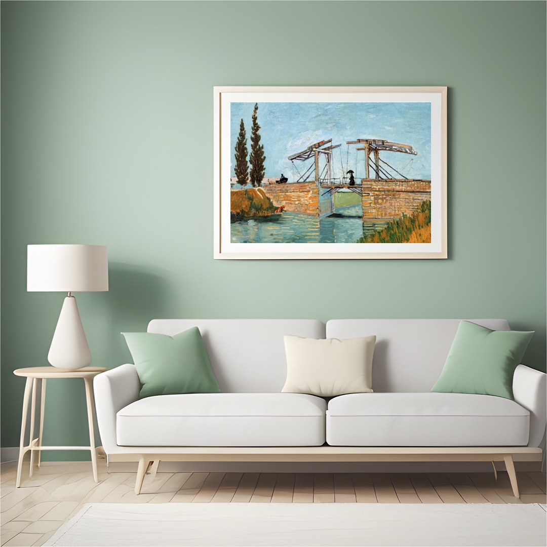 Immerse yourself in the serene beauty of this masterfully painted landscape depicting a rustic for Hall