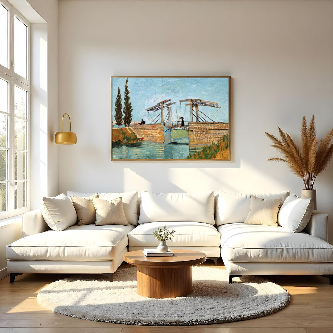 Immerse yourself in the serene beauty of this masterfully painted landscape depicting a rustic for Living Room