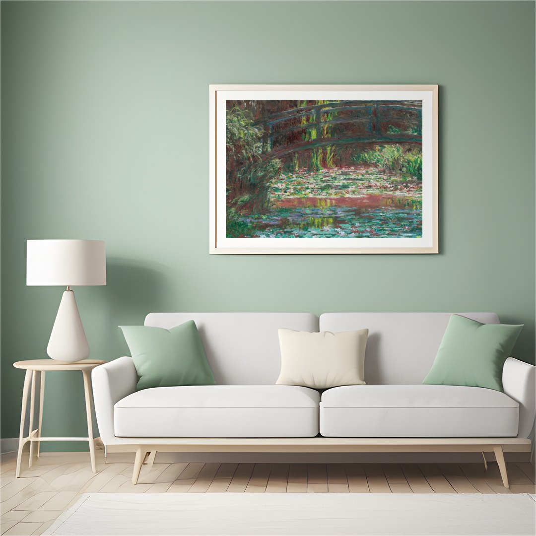Immerse yourself in serene beauty with this exquisite wall art capturing a lush garden scene. A for Hall