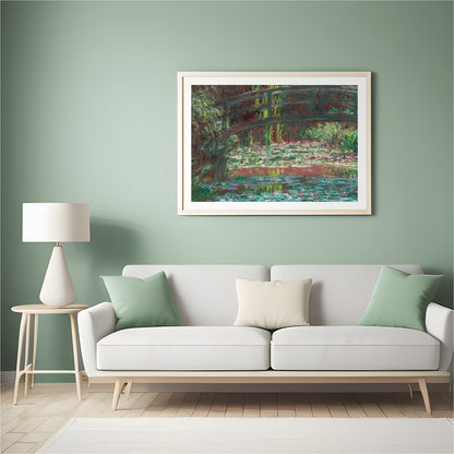 Immerse yourself in serene beauty with this exquisite wall art capturing a lush garden scene. A for Hall