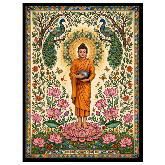 Immerse yourself in serenity with this exquisite artwork depicting Lord Buddha standing gracefully for sweet-home