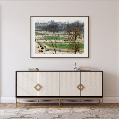 This exquisite artwork captures the serene beauty of a city park awakening in early spring. The for Foyer
