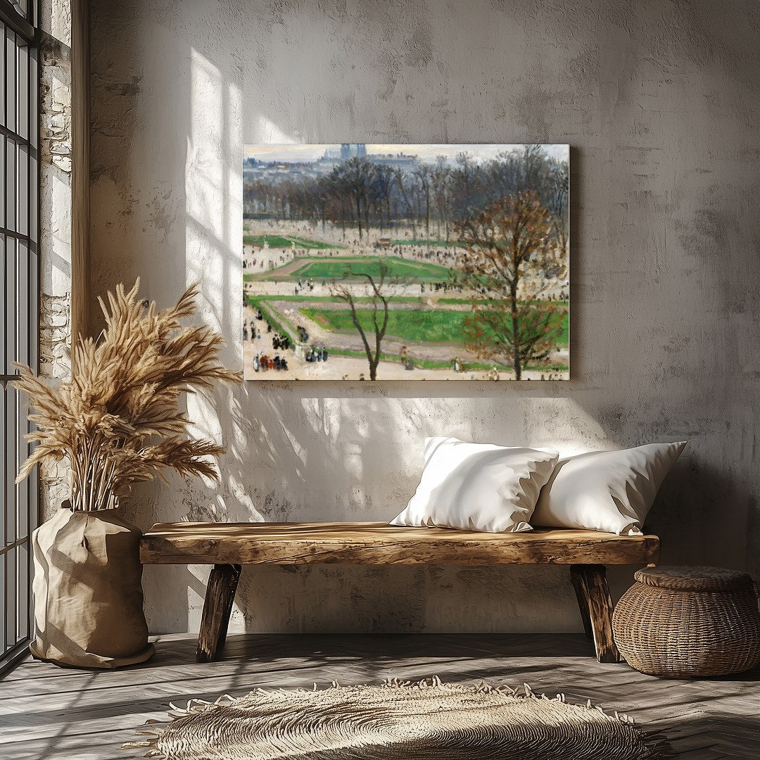 This exquisite artwork captures the serene beauty of a city park awakening in early spring. The for Veranda