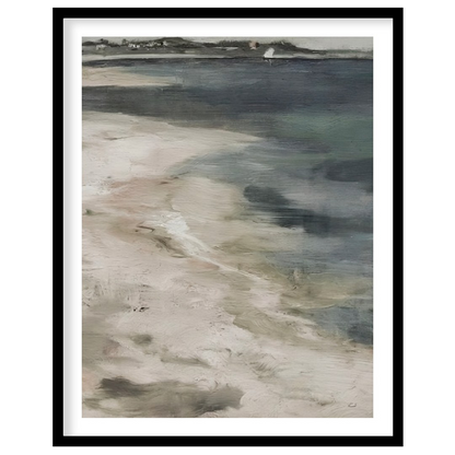 Immerse yourself in the serene beauty of this coastal artwork where land meets sea. Soft, evocative for nook