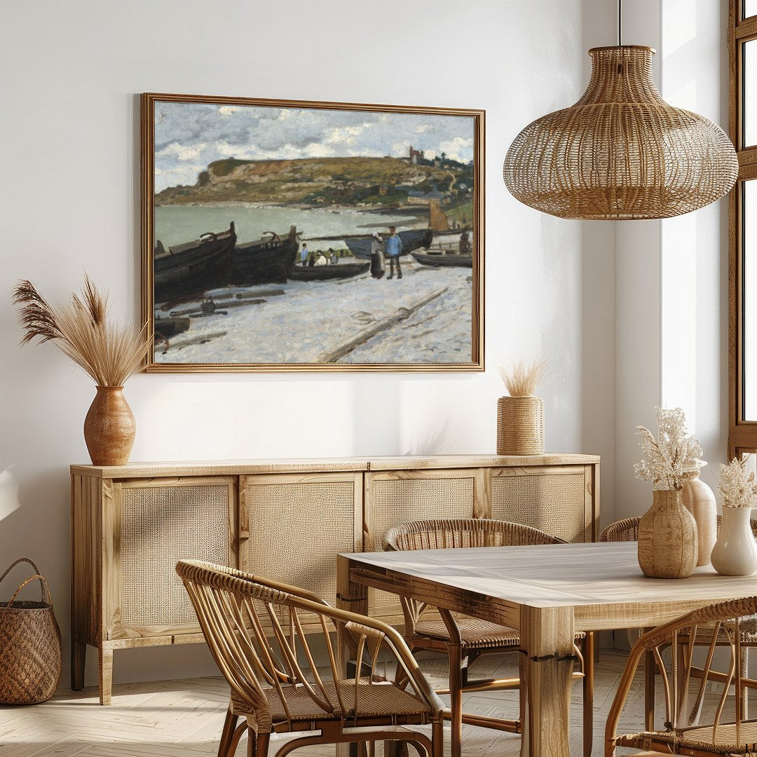 Immerse yourself in the serene beauty of this coastal masterpiece, capturing a tranquil seascape for Dining