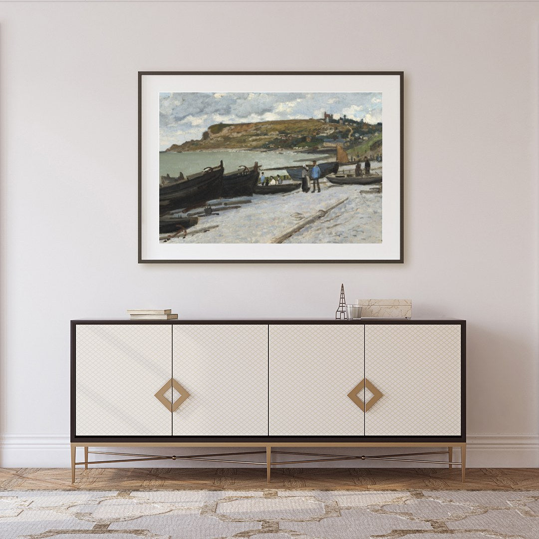 Immerse yourself in the serene beauty of this coastal masterpiece, capturing a tranquil seascape for Foyer