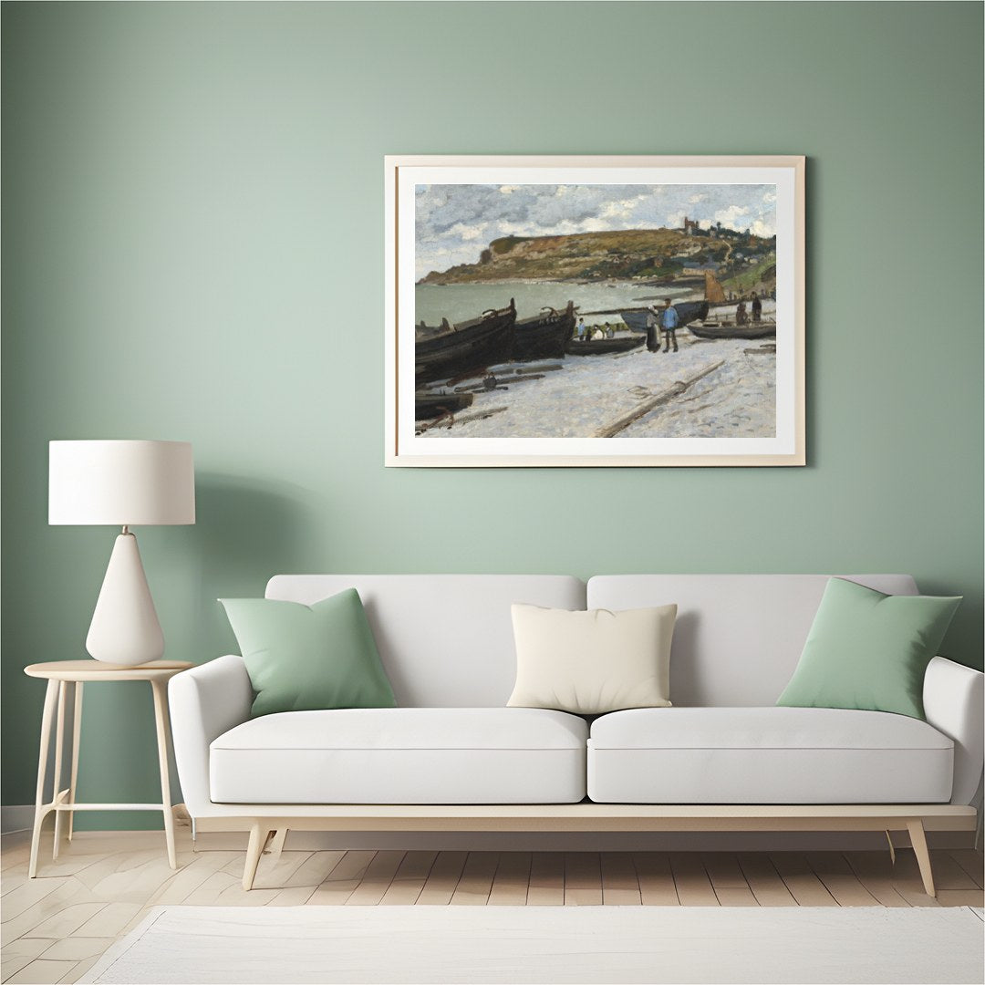 Immerse yourself in the serene beauty of this coastal masterpiece, capturing a tranquil seascape for Hall