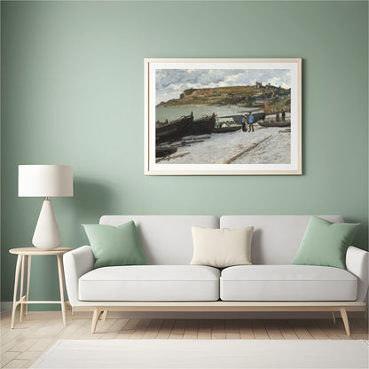 Immerse yourself in the serene beauty of this coastal masterpiece, capturing a tranquil seascape for Hall