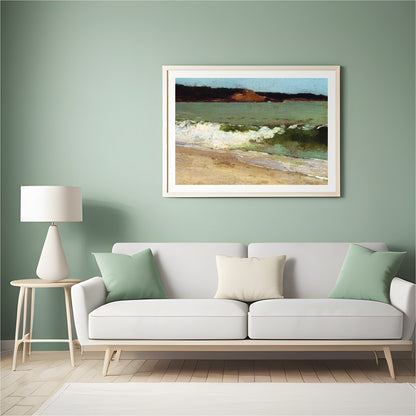 Immerse yourself in the calming embrace of this coastal artwork, capturing the serene essence of a for Hall