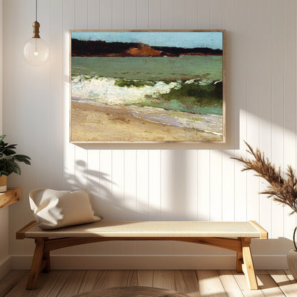 Immerse yourself in the calming embrace of this coastal artwork, capturing the serene essence of a for Hallway