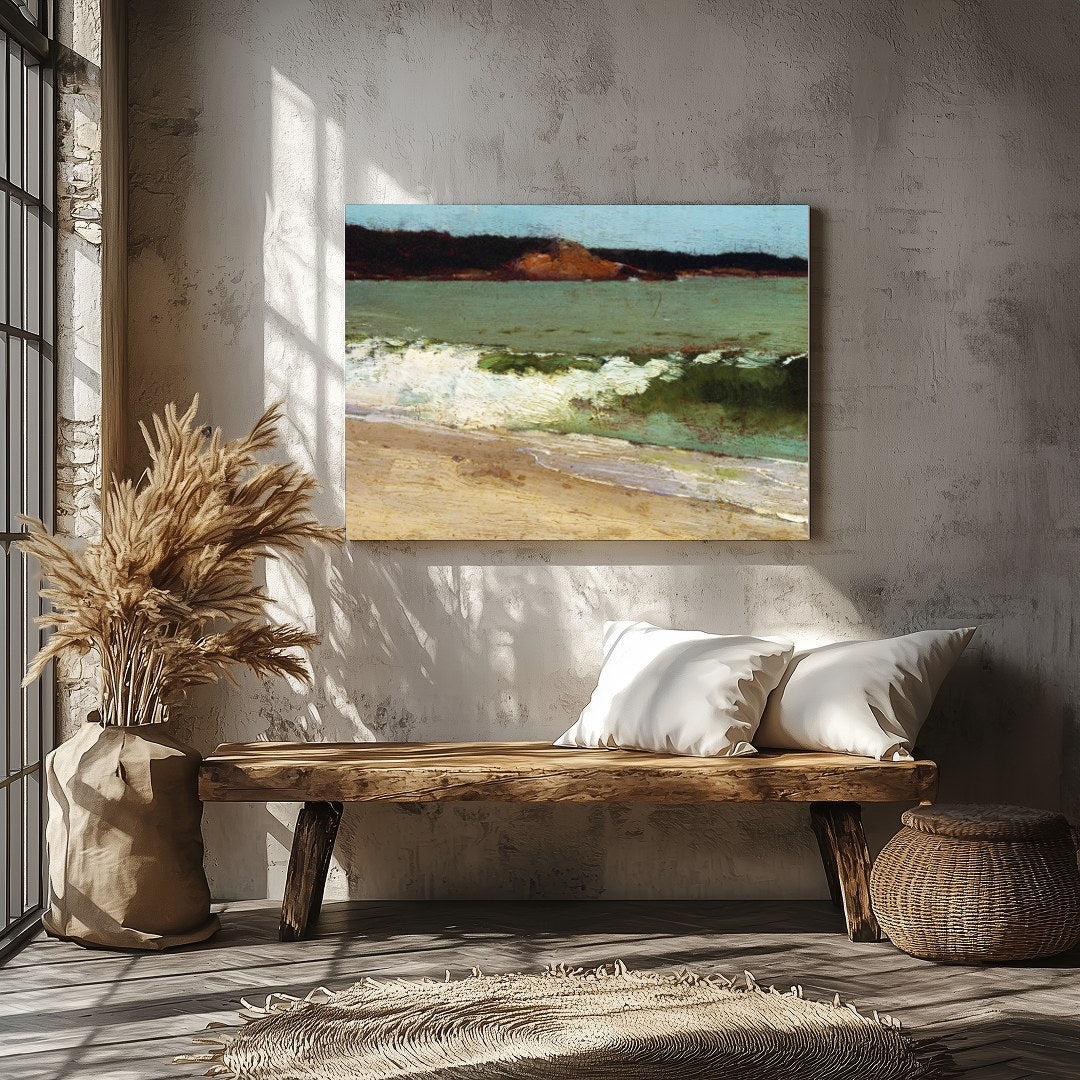 Immerse yourself in the calming embrace of this coastal artwork, capturing the serene essence of a for Veranda