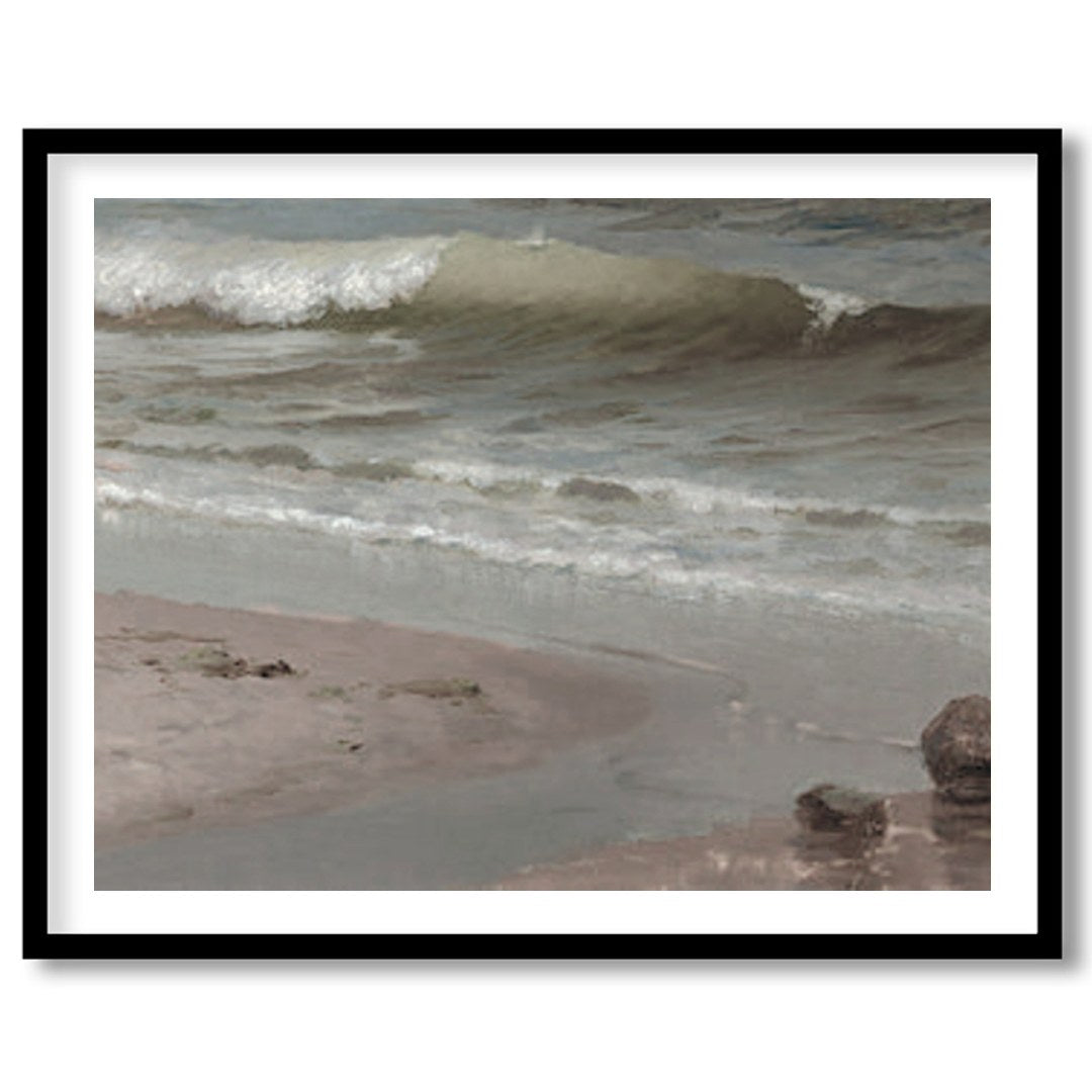 Experience the serene beauty of the shoreline with this captivating coastal scene. Soft, muted for lovely-house