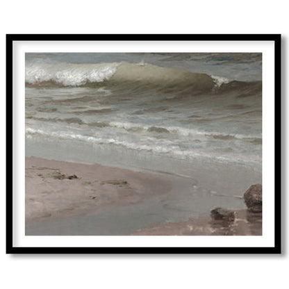 Experience the serene beauty of the shoreline with this captivating coastal scene. Soft, muted for lovely-house