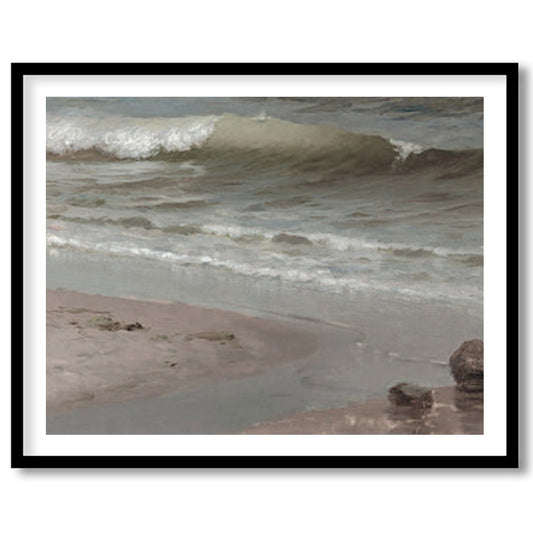 Experience the serene beauty of the shoreline with this captivating coastal scene. Soft, muted for lovely-house