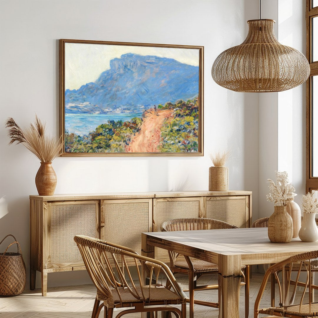 Immerse yourself in the serene beauty of this masterful coastal landscape. The painting captures a for Dining