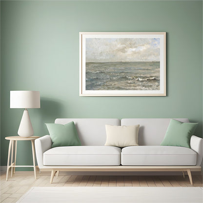 Immerse yourself in the serene elegance of 'Tranquil Coastal Skies,' a captivating landscape for Hall