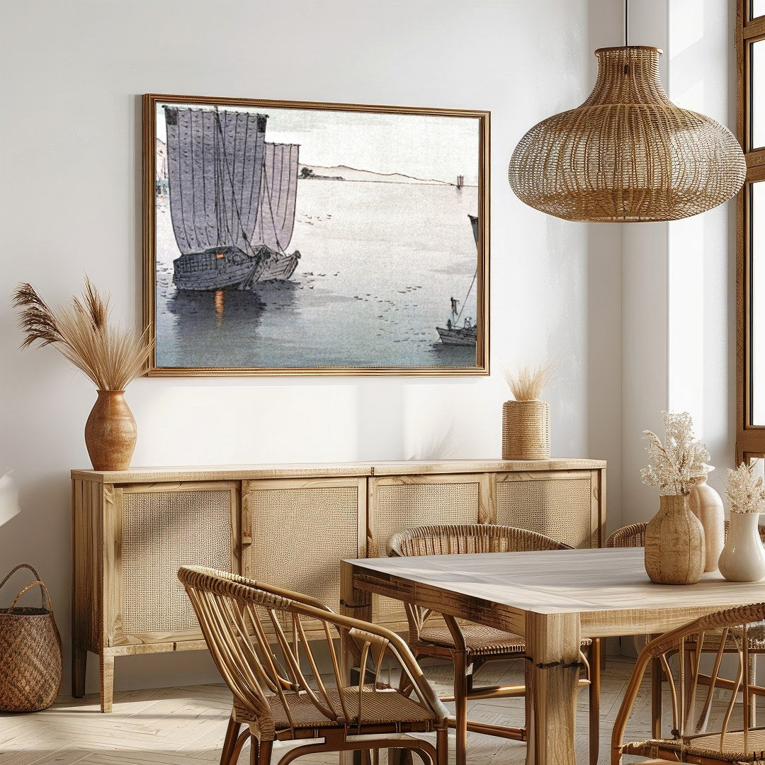 Experience the calm and majesty of a serene coastal voyage with this exquisite wall art piece. The for Dining