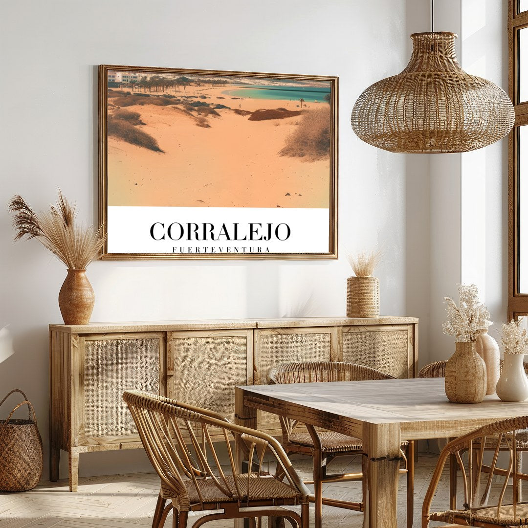 Experience the serene beauty of the Corralejo dunes in this stunning art piece. The artwork for Dining