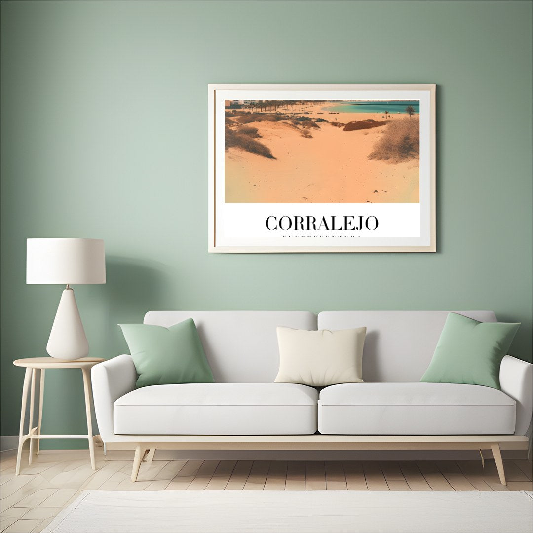 Experience the serene beauty of the Corralejo dunes in this stunning art piece. The artwork for Hall