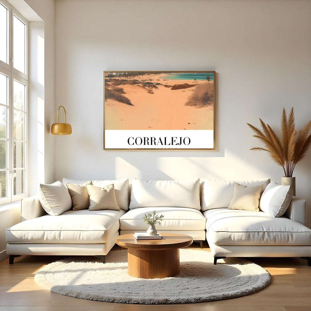 Experience the serene beauty of the Corralejo dunes in this stunning art piece. The artwork for Living Room