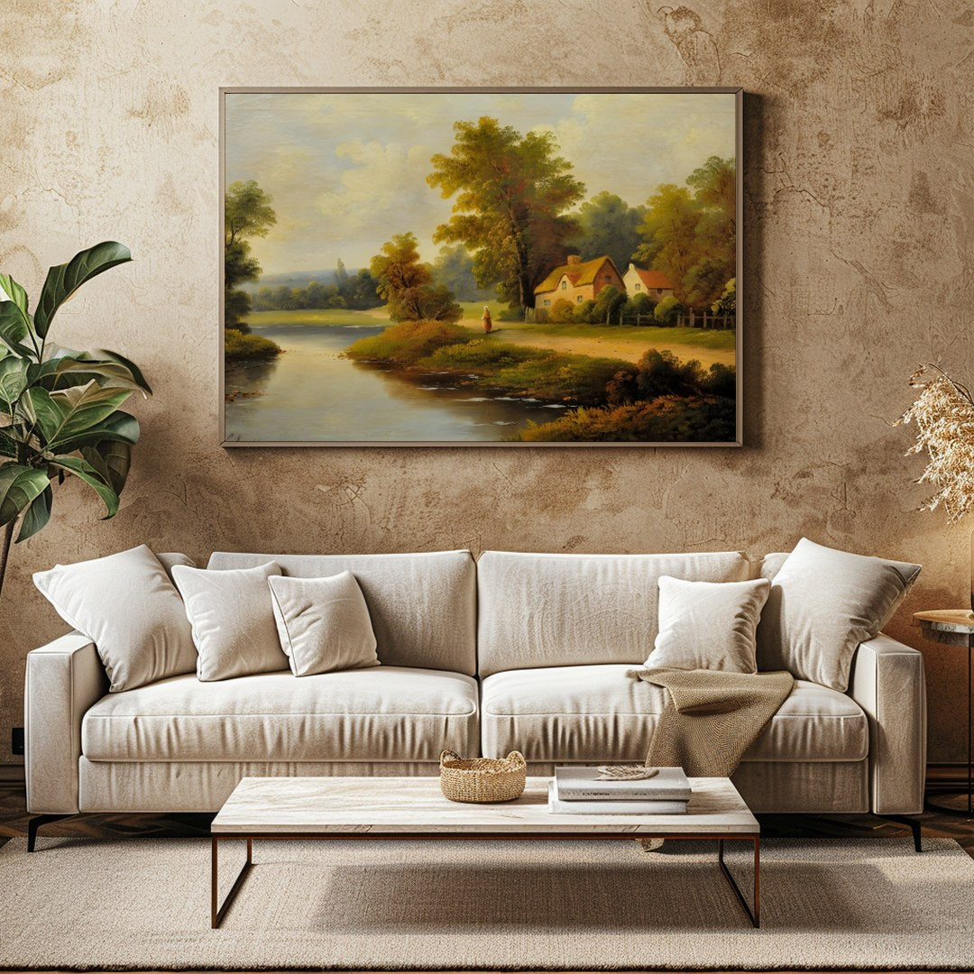 Immerse yourself in the serene beauty of this countryside escape, where a charming cottage and lush for Family Room