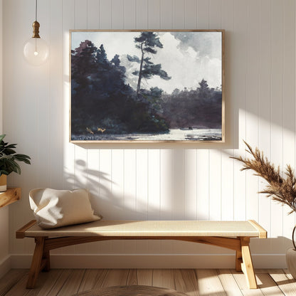 Indulge in the serene beauty of this watercolor landscape, capturing the calm essence of a forest for Hallway
