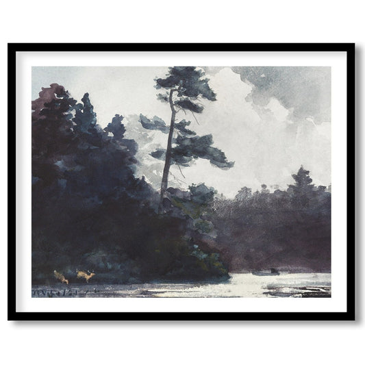 Indulge in the serene beauty of this watercolor landscape, capturing the calm essence of a forest for sweet-home