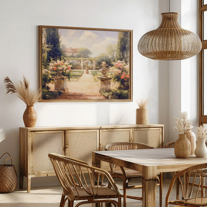 Immerse yourself in serenity with this captivating garden scene. The painting beautifully captures for Dining