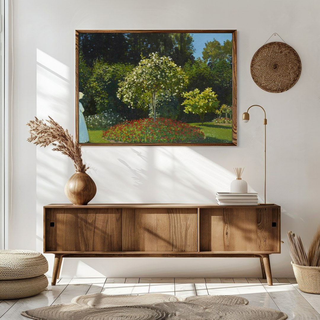 Immerse yourself in the serene beauty of a tranquil garden with this exquisite artwork. Featuring a for Sitting Area