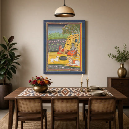 Experience the serene beauty of divine contemplation with this exquisite artwork depicting Shiva for Dining