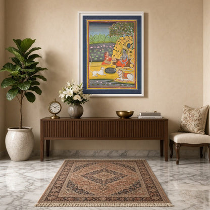 Experience the serene beauty of divine contemplation with this exquisite artwork depicting Shiva for Entrance