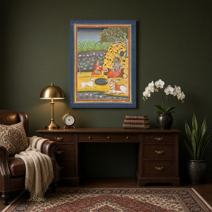 Experience the serene beauty of divine contemplation with this exquisite artwork depicting Shiva for Study