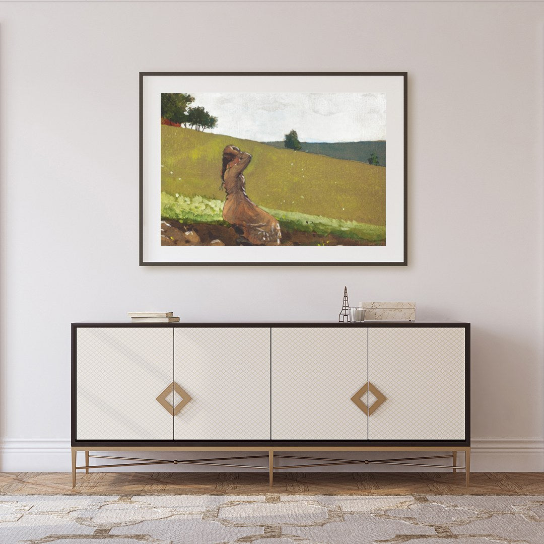 Experience the serene beauty of the countryside with this calm and reflective artwork. A solitary for Foyer