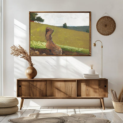 Experience the serene beauty of the countryside with this calm and reflective artwork. A solitary for Sitting Area