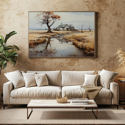 Immerse yourself in the serene elegance of rural landscapes with 'Tranquil Homestead by the for Family Room