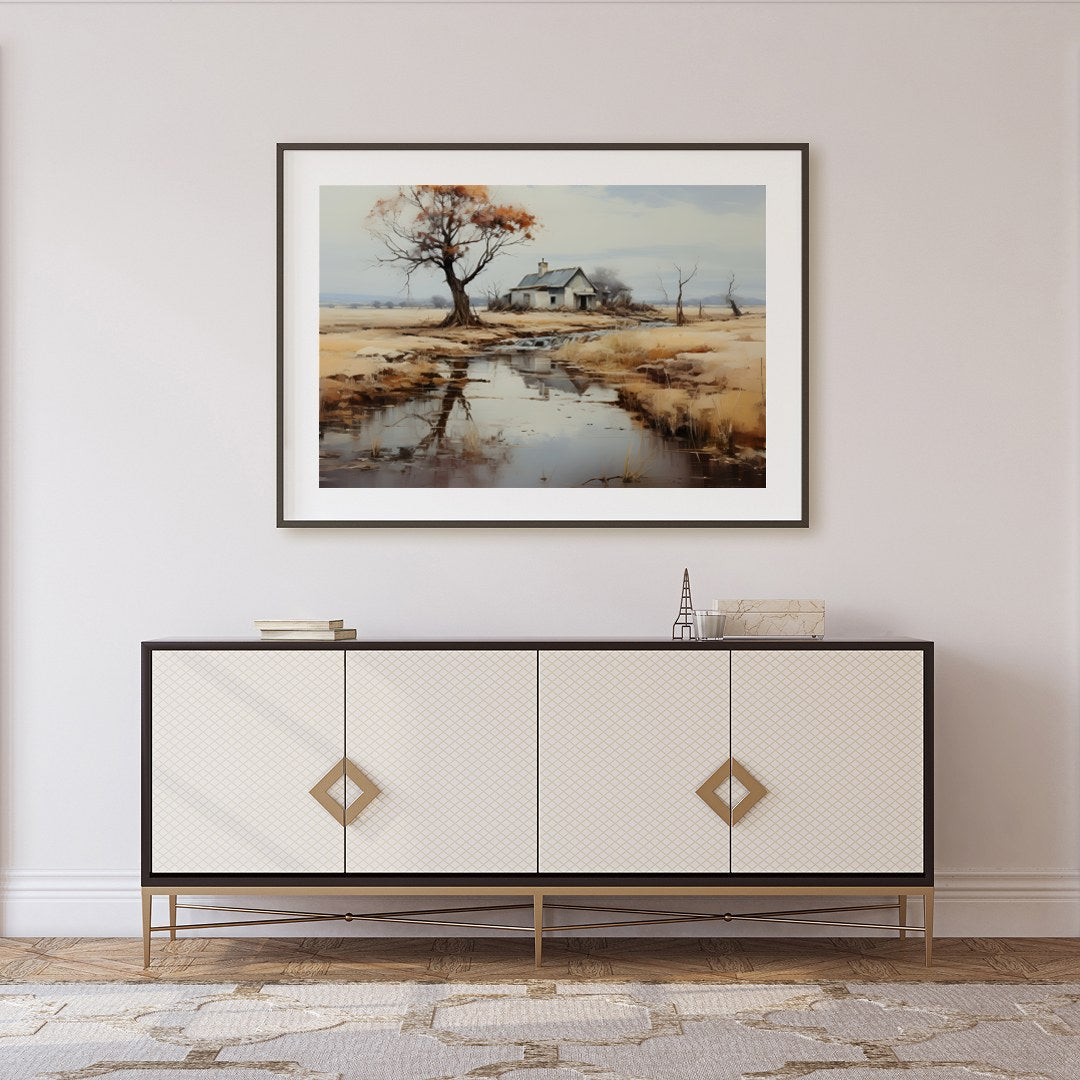 Immerse yourself in the serene elegance of rural landscapes with 'Tranquil Homestead by the for Foyer