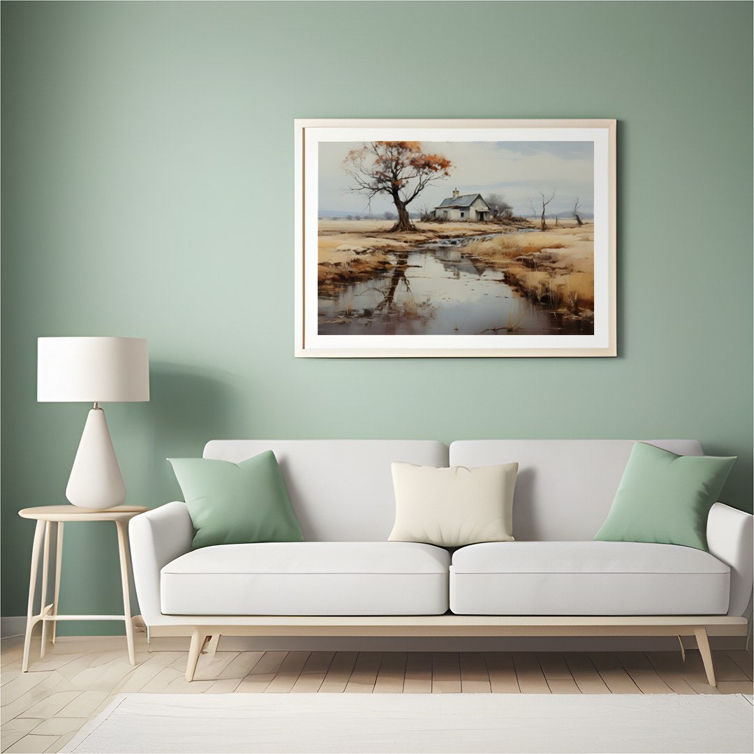 Immerse yourself in the serene elegance of rural landscapes with 'Tranquil Homestead by the for Hall