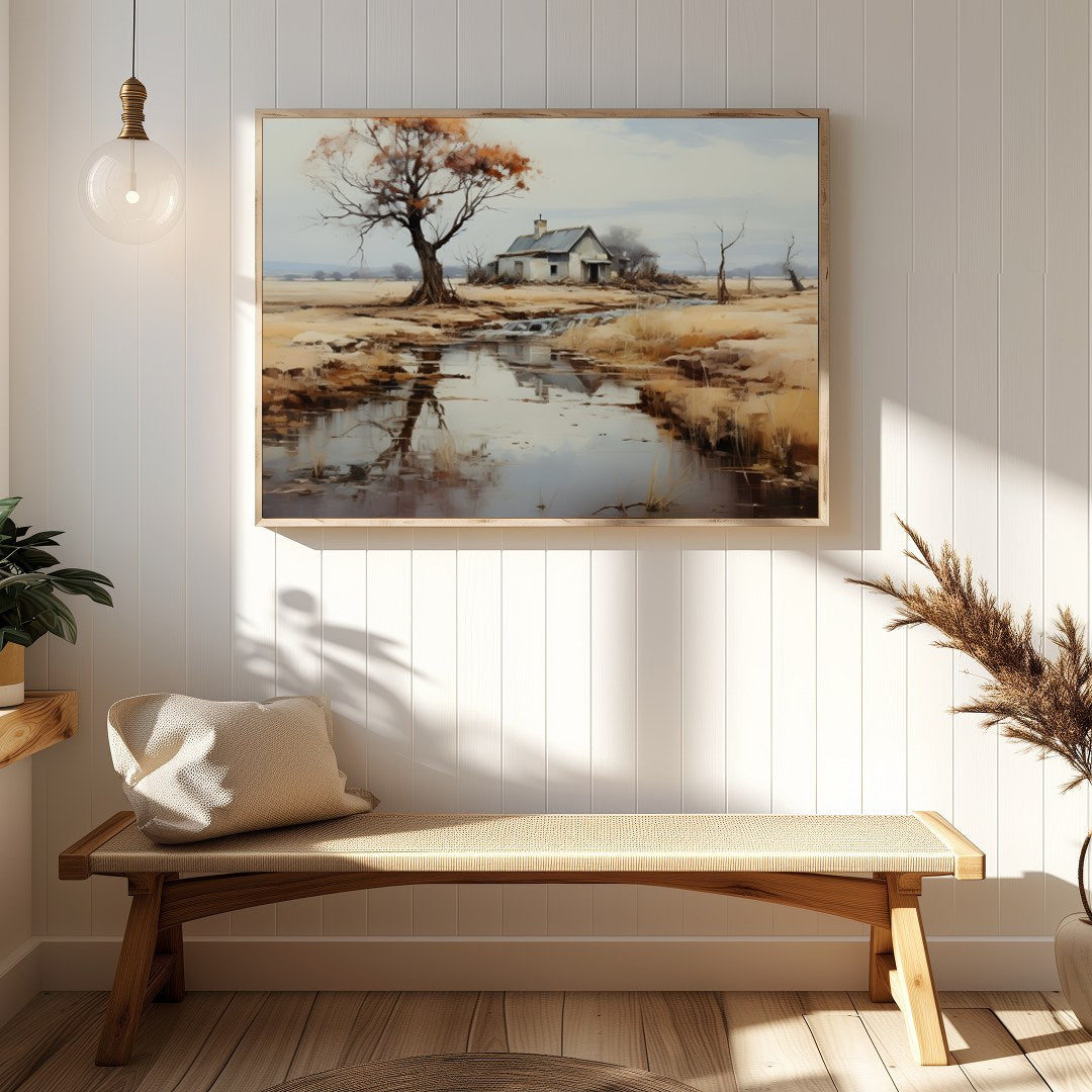 Immerse yourself in the serene elegance of rural landscapes with 'Tranquil Homestead by the for Hallway