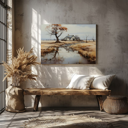Immerse yourself in the serene elegance of rural landscapes with 'Tranquil Homestead by the for Veranda