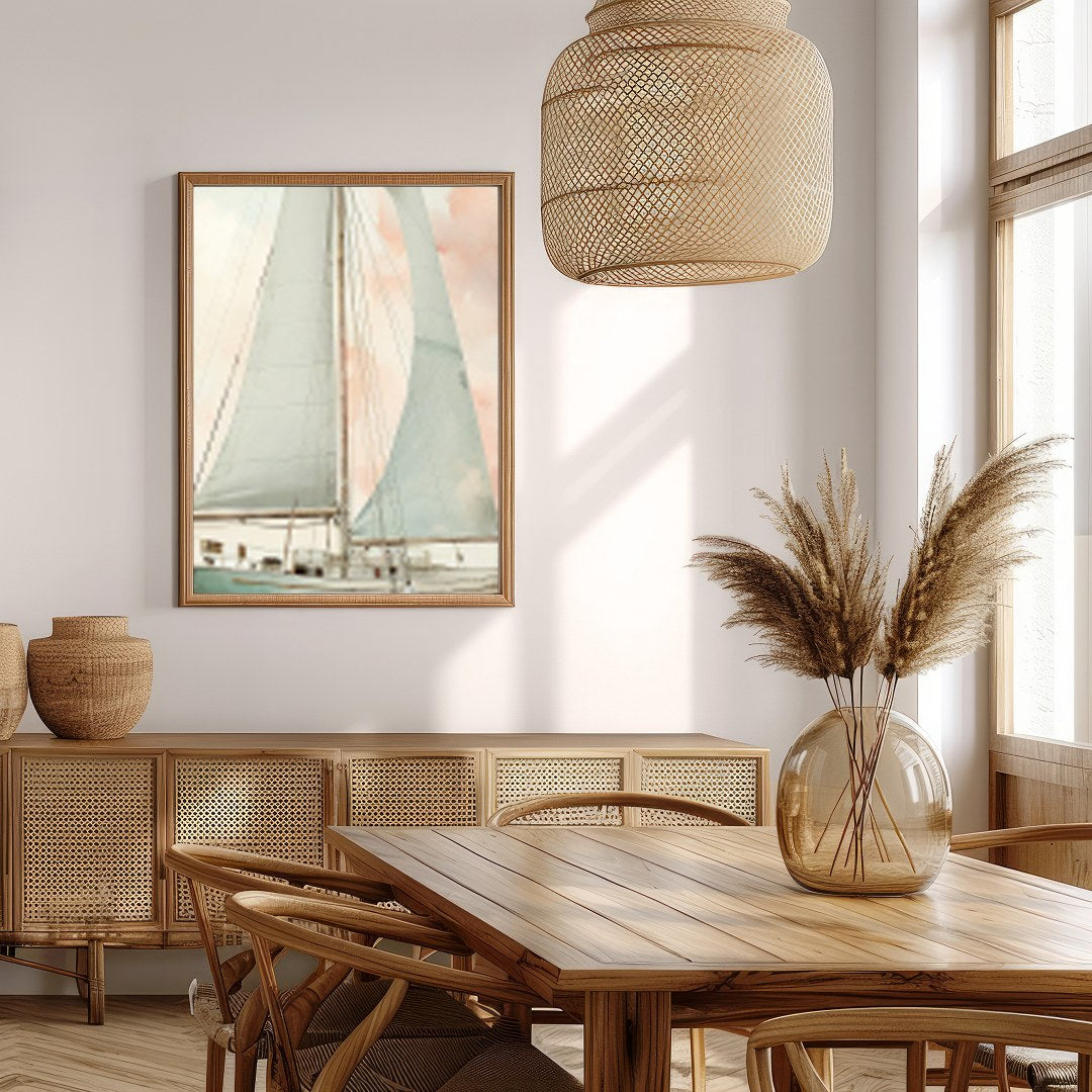 This captivating artwork evokes a sense of calm with its soft, pastel hues and elegant depiction of for Extra Kitchen