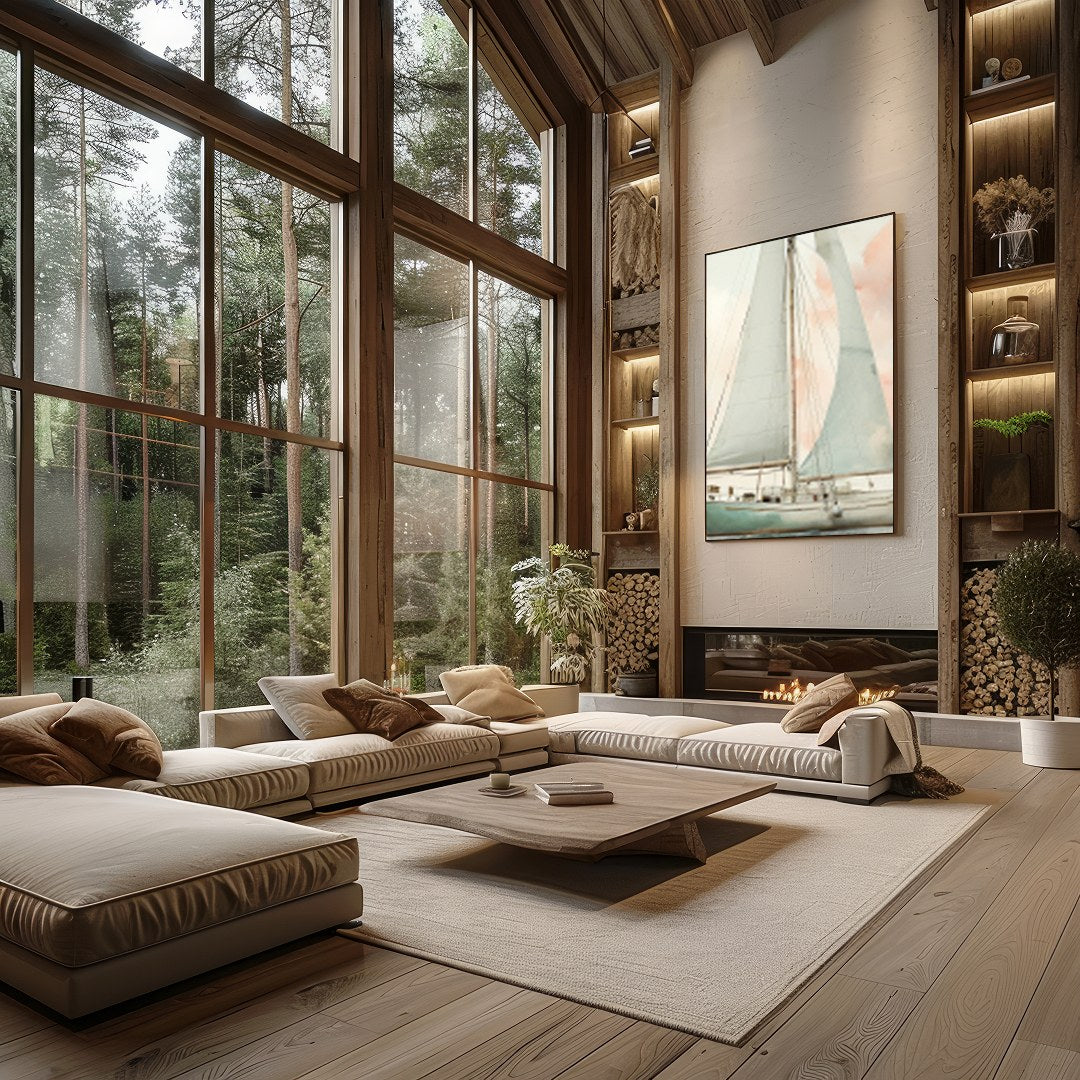 This captivating artwork evokes a sense of calm with its soft, pastel hues and elegant depiction of for Living Room
