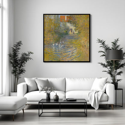This stunning impressionist masterpiece captures the serene beauty of a sunlit garden path, leading for Sitting Area